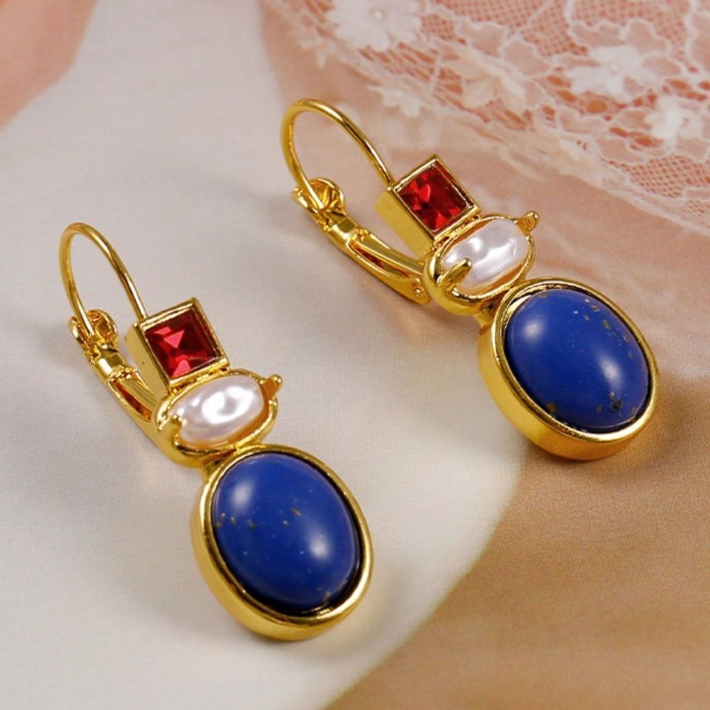 Elegant Gold and Blue Earrings M461